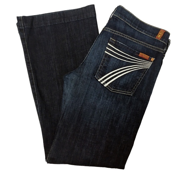 7 For All Mankind Denim - 7 For All Mankind Dojo Flare White Stitch Jeans 32